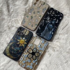 SHEIN Artistic and Floral Phone Cases - Black, Tan, Cream